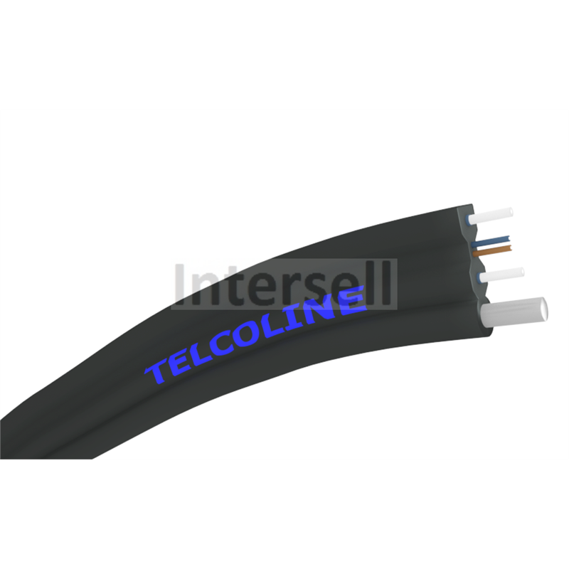 Kabel światłowodowy płaski Telcoline FTTH 2F (czarny, LSZH) WZMOCNIENIE STALOWE 1000m-102030