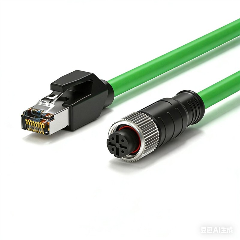 Kabel sieciowy adapter M12 D-coded żeński na RJ45 męski 2m-107852