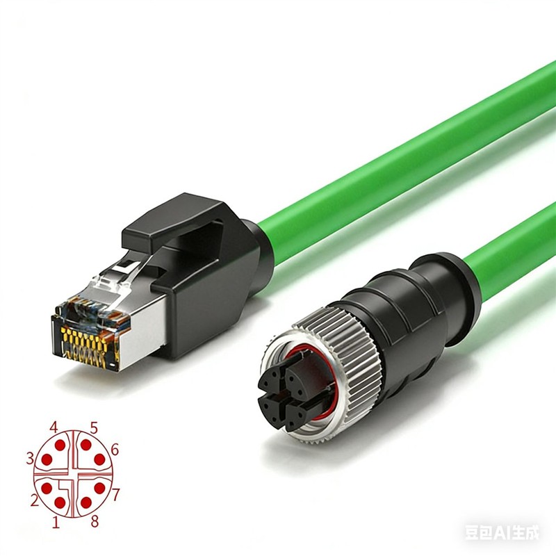Kabel sieciowy adapter M12 X-coded żeński na RJ45 męski 2m-107851