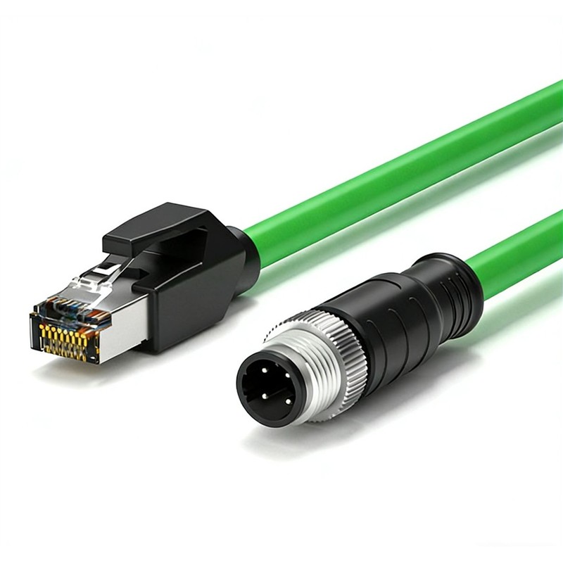 Kabel sieciowy adapter M12 D-coded męski na RJ45 męski 2m-107848