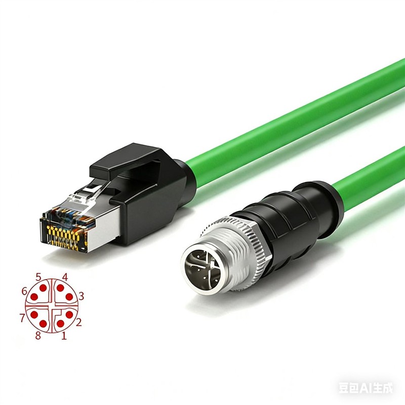 Kabel sieciowy adapter M12 X-coded męski na RJ45 męski 2m-107850